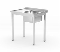 HENDI Stalas su plovimo vonia ir lentyna, surenkamas, dešinė pusė, Profi Line, 800x600x(H)850mm