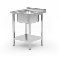HENDI Stalas su kriaukle ir lentyna, surenkamas, Kitchen Line, dubuo centre, 600x600x(H)850mm 816806 | E-gastro