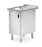 HENDI Kriauklės stalas, suvirintas, su spintele ir varstomomis durelėmis, Profi Line, 500x700x(H)850mm 813539 | E-gastro