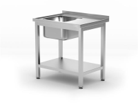 HENDI Stalas su plovimo vonia ir lentyna prisukamas Profi Line kairioji pusė 800x600x(H)850mm 812495 | E-gastro