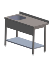 Stalas su lentyna ir plautuve 40x40x25 su sijonu,bortelis, 60x60x85cm GS-P-04-L-b-60/60/85 | E-gastro