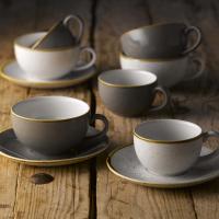 FINE DINE Cappuccino puodelis Peppercorn, pilkas, 227 ml, 6 vnt. SPGSCB201 | E-gastro