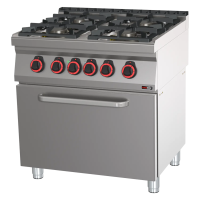 REDFOX Kombinuota viryklė su statine elektrine orkaite GN 2/1 ir 4 dujinėmis kaitvietėmis SPT 70/80 21 GE 00110119 | E-gastro