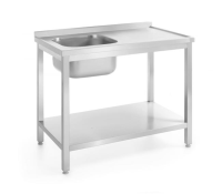HENDI Table with sink and shelf, bolt-assembled, Profi Line, left side, 1000x700x(H)850mm 812945 | E-gastro
