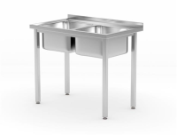 HENDI Stalas su 2 kriauklėmis surenkamas Kitchen Line 1000x600x(H)850mm 817049 | E-gastro