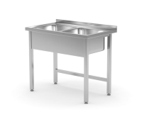 HENDI Stalas su dviguba plovimo vonia, suvirintas, Profi Line, 1200x600x(H)850mm 815007 | E-gastro