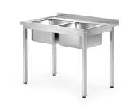HENDI Stalas su 2 kriauklėmis prisukamas Profi Line 1000x700x(H)850mm 812952 | E-gastro