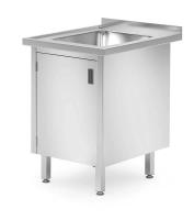 HENDI Stalas su plautuve ir spintele, suvirintas, Profi Line, 600x700x(H)850mm 813546 | E-gastro