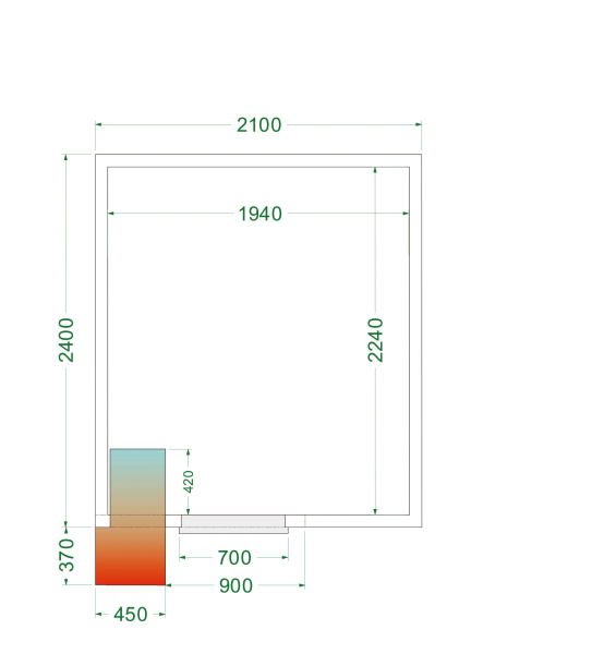 TEFCOLD Šaldomas kambarys CRPF2124, 2100x2400x2200mm, 0/+8 °C 44181 | E-gastro