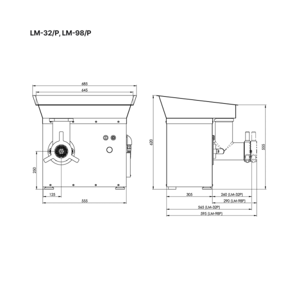 KONETEOLLISUUS Mėsmalė LM-32/P, 600-800kg/val., 400V/3kW ELMP03200 | E-gastro