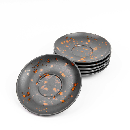 FINE DINE Cappuccino puodelio lėkštė Bloom, juoda, ø160 mm, 6 vnt. 779941 | E-gastro