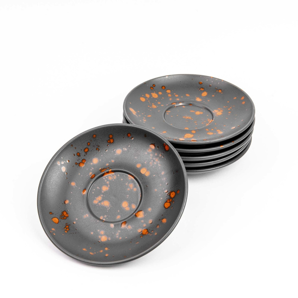 FINE DINE Cappuccino puodelio lėkštė Bloom, juoda, ø160 mm, 6 vnt. 779941 | E-gastro