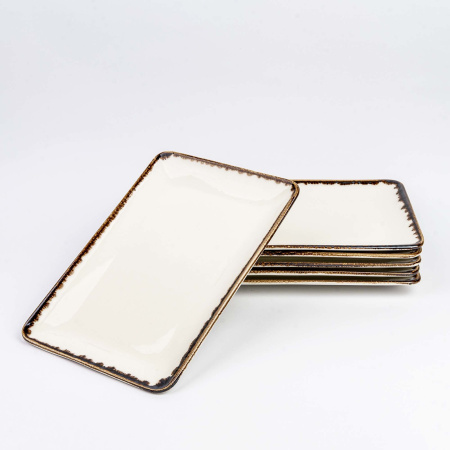 FINE DINE Stačiakampė lėkštė Vanilla, kreminė, 215x180mm, 6 vnt. 781111 | E-gastro