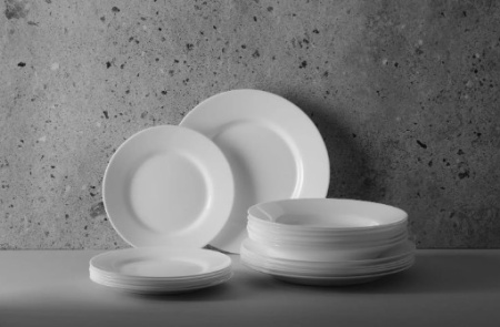 HENDI Grūdinto stiklo lėkščių rinkinys Opal - 18 vnt. 795224 | E-gastro