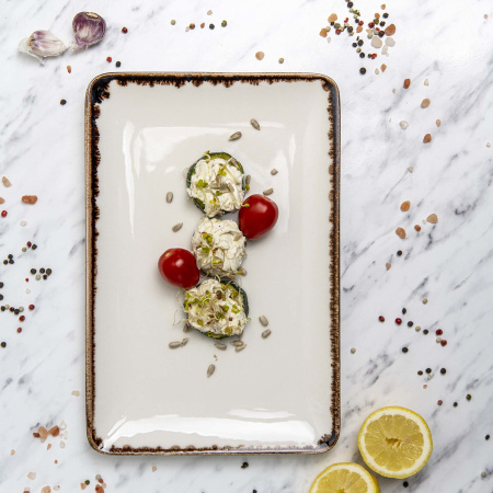 FINE DINE Stačiakampė lėkštė Vanilla, kreminė, 215x180mm, 6 vnt. 781111 | E-gastro