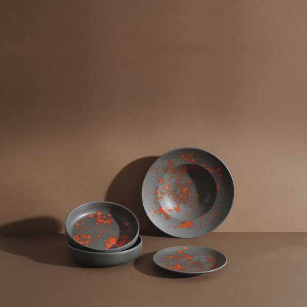 FINE DINE Lėkštė aukštu krašteliu Bloom, juoda, ø200 mm, 4 vnt. 779019 | E-gastro