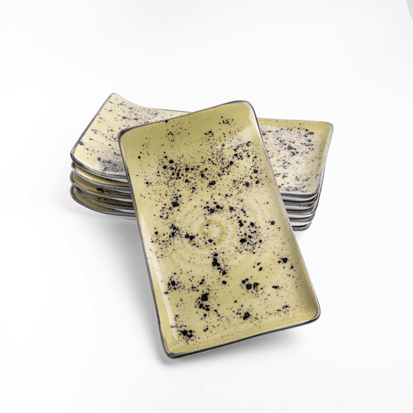 FINE DINE Stačiakampė lėkštė Olive, žalia, 300x150mm, 6 vnt. 769669 | E-gastro