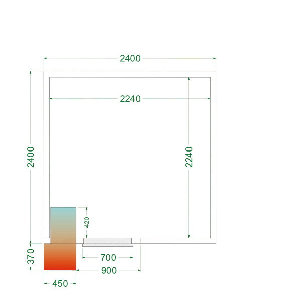 TEFCOLD Šaldomas kambarys CRPF2424, 2400x2400x2200mm, 0/+8 °C 44184 | E-gastro