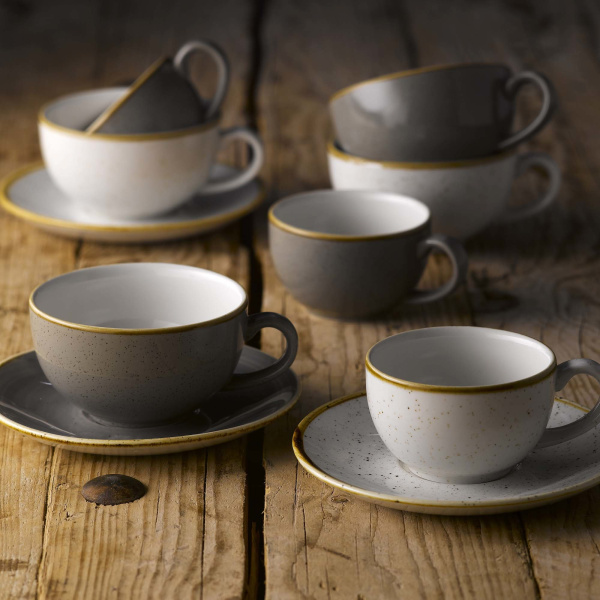FINE DINE Cappuccino puodelis Peppercorn, pilkas, 340 ml, 6 vnt. SPGSCB281 | E-gastro