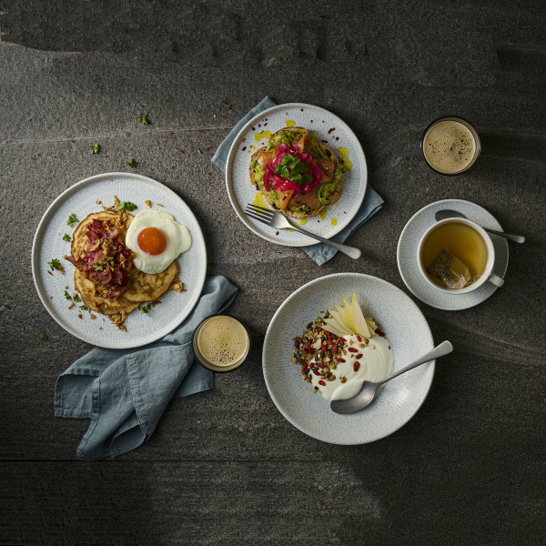 FINE DINE Lėkštė aukštu krašteliu Delta Grey, melsva, ø 260 mm, 6 vnt. DELGWP261 | E-gastro