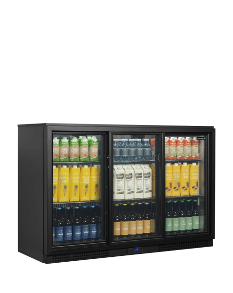 TEFCOLD Pobarinis šaldytuvas BA31S-3, 3 stumdomos stiklinės durys, 311 l., 1350 x 515 x 900 mm 45475 | E-gastro