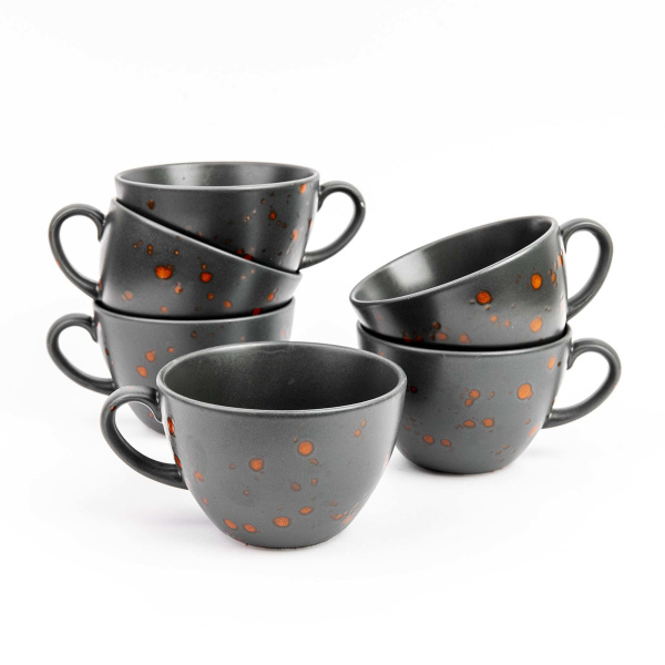 FINE DINE Cappuccino puodelis Bloom, juodas, 285 ml, 6 vnt. 779934 | E-gastro