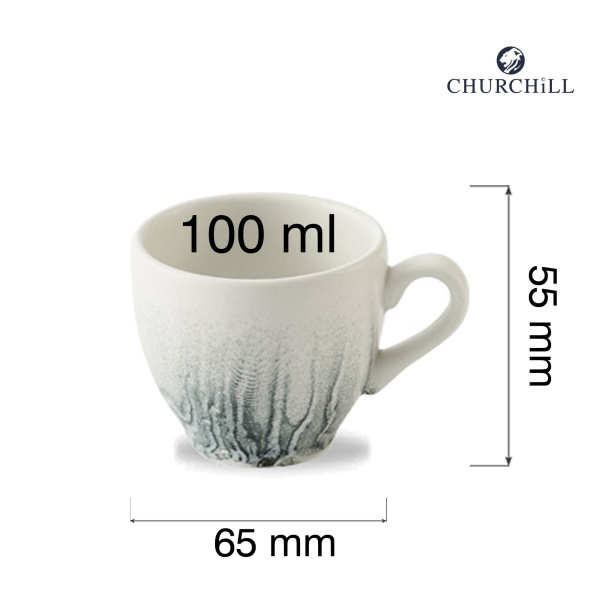 FINE DINE Espresso puodelis Tide Black, kreminis, 100 ml, 12 vnt. TDBKCEB91 | E-gastro