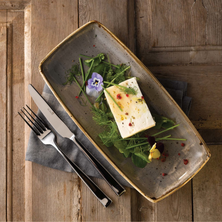 FINE DINE Stačiakampė lėkštė Peppercorn, pilkas, 395x140 mm, 6 vnt. SPGSOP111 | E-gastro