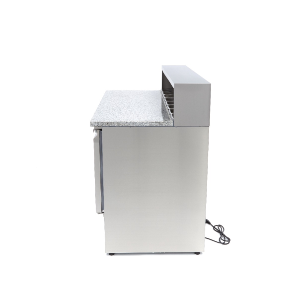 MAXIMA Picos paruošimo šaldytuvas 137 cm 3 durys 8 × 1/6 GN su granito stalviršiu ir viršutine vitrina 09400205 | E-gastro