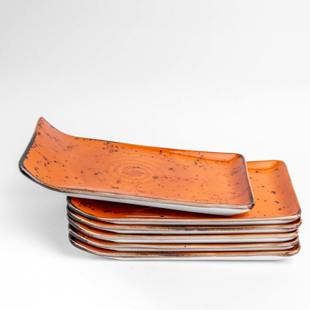 FINE DINE Stačiakampė lėkštė, oranžinė, 215x120mm, 6 vnt. 778357 | E-gastro