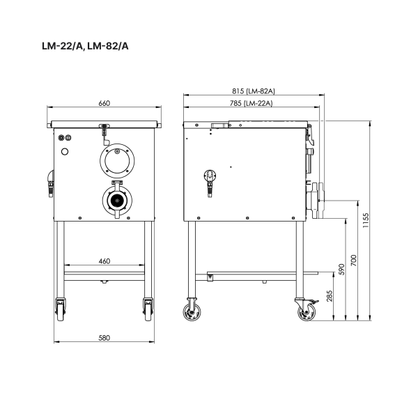 KONETEOLLISUUS Automatinė mėsmalė-maišyklė LM-22/A, nerūdijančio plieno, 660kg/val., 400V/3kW ELMA02201 | E-gastro