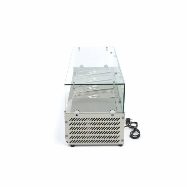 MAXIMA Stalviršinis paruošimo šaldytuvas 120 cm 4 × 1/3 GN su stiklo gaubtu 09400320 | E-gastro