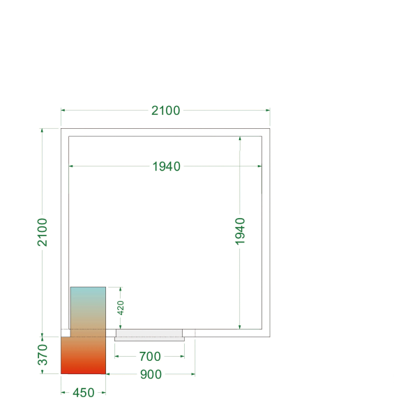 TEFCOLD Šaldomas kambarys CRPF2121, 2100x2100x2200mm, 0/+8 °C 44180 | E-gastro